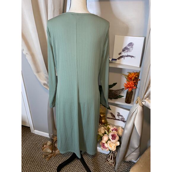 NWT $50 Nine West size XL Sage Green Long Sleeve Midi/Maxi Dress - Picture 4 of 12
